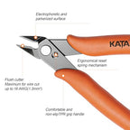 KATA Micro Wire Cutters Pliers: Precision Flush Cutter Tool for Jewelry Making, Hobby Models, Gundam, Electronics - 2-Pack Small Zip Tie Cutter Nippers - Mini Side Cutting Snips with Ergonomic Handle - color: 2 Pack Orange