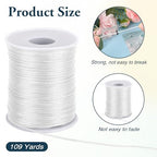 Nylon Cord White Bracelet String 1.5 mm 110 Yard White Nylon Satin Cord Wind Chime String Thread Macrame Waxed Braided Trim Cord Valentine's Day present for Jewelry Making,Beading,Macrame Craft,Blinds - size: white