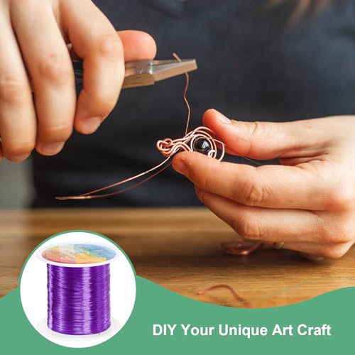 M METERXITY 0.2mm Jewelry Wire, 32 Gauge 328FT Craft Wire Copper Beading Wire for Jewelry Making/Planting/Weaving/DIY Crafting, Soft Metal Wires [100M, Purple] - color: Purple, size: 0.2mm 32 Gauge