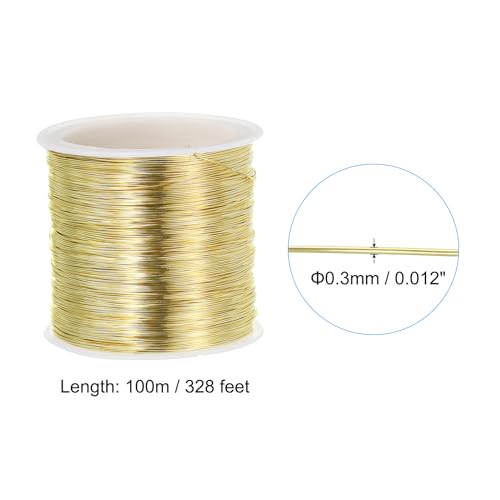 PATIKIL 28 Gauge Jewelry Wire, 328 Feet/100M Pure Copper Jewelry Beading Wire Soft Metal Plant Stem Ties for Craft, Gold Tone (0.012") - color: Gold Tone, size: 28 Gauge
