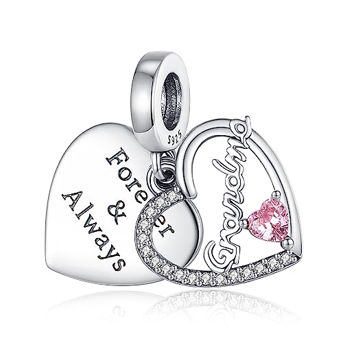 Love Family Friendship Graduation Mothers Nurses Day S925 Bead Pendant Charms for Pandora Bracelets Necklaces, Gifts Women, for Anniversary Birthday Valentines Day Christmas, Silver Gold - style: Grandma Charms Forever & Always