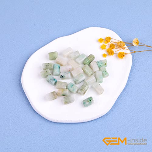 GEM-Inside 27Pcs 8x12mm Natural Blue Tianshan Jasper Stone Gemstone Faceted Freeform Tube Column Chakra Beads for Jewelry Making Full 15" Strand Power Energy Healing - color: Blue Tianshan