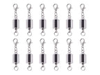 KONMAY 10 Sets Rhodium Screw-in Magnetic Necklace Clasps, Safety Magnetic Converter Clasps for Jewelry Making - color: Rhodium