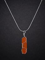 Amazing Gemstone Crystals and Healing Stones Carnelian Necklace - Gold Chain Necklace Pendant - Real Crystal Necklace - color: Double Point (Silver Wire), size: 1 PIECE