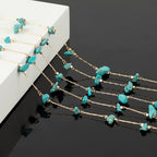 KYUNHOO 16.4 Feet/5M Gold Plated Chains for Jewelry Making Turquoise Blue Natural Stone Chain Spool Brass Necklace Jewelry Bulk for Bracelet Ankle Crafting Finding Supplies - color: Natural Stone-Blue