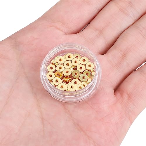 BEADIA 14K Gold Plated Hexagon Spacer Beads 4x1.5mm 50pcs for Jewelry Making Findings Non Tarnish - color: 14K Gold, size: 4x1.5mm Hexagon