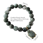 Natural Green Jade Bracelet 10mm Real Jade Beads with Turtle Charm, Feng Shui Protection Luck Wealth Bracelet, Spiritual Healing Stretch Bracelet Gift with Red Velvet Pouch