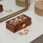Travel Jewelry Case Small Wood Jewelry Organizer Jewelry Box for Women (Nut-Brown Print) - color: Nut-Brown Print