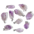 10pcs Irregular Raw Natural Amethyst Rock Stone Pendant Healing Crystal Chakra Gemstone Charm for Jewelry Making DIY Necklace Earrings Accessories Reiki - color: Amethyst