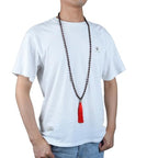 Adabele Premium 108 Mala Beads Malas Necklace - Natural Healing Gemstone Tibetan Buddhist Japa Prayer Meditation Reiki Chakra Stone Quartz Rock Women Men Jewelry - style: Dark Garnet
