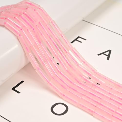 29 Pcs 4x13mm Natural Light Pink Rose Quartz Crystals Bead Cylinder Column Tube Spacer Beads for Jewelry Making Bracelets Crafts - color: Rose Quartz, size: 4x13mm