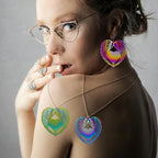 Dazzling Colorful Filigree Charms Hollow Out Multicolor Geometric Filigree Pendants for DIY Jewelry Making Earrings Necklaces Components - color: Heart-1