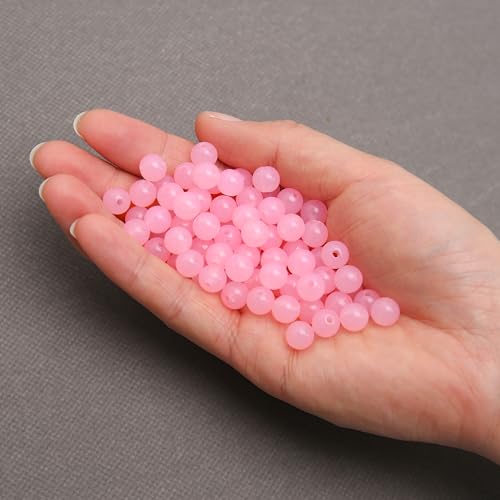 BONNY BOXX 1000PCs 6MM Jelly Light Pink Acrylic Round Beads, Smooth Transparent Acrylic Balls, Plastic Resin Gumball Bubblegum Chunky Beads for Necklace & Bracelet Making, Crafting Supplies - color: Jelly Light Pink, size: 6MM