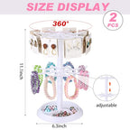 2 Pack Keychain Display Stand Rotating Jewelry 2 Tier Necklace Holder Plastic Spinning Bracelet Hanging Organizer Rotating Rack Earring Bracelet Stands for Vendors Malls Counter Dressing Table - color: White