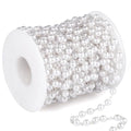 33 Feet Silver Pearl Beads Chains Roll, 6mm Faux Pearls Beaded Silver Plated Brass Cable Link Chain Spool Bulk for Jewelry Making DIY Craft - color: 6.0MM Silver Color