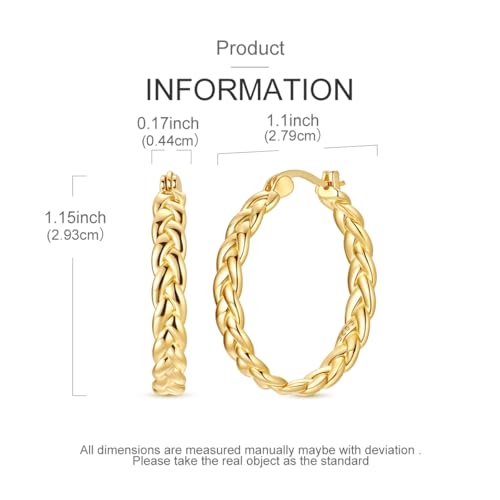 LAZA 925 Sterling Silver Hoop Earrings for Women, Sterling Silver Butterfly Hoops Colorful Flowers Hoop Huggie Earrings Hypoallergenic Jewelry Gifts for Women - color: Golden Weaving Earring