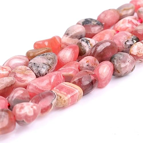 HAAMIIQII Natural Argentina Rhodochrosite Pebble Stone 5-8mm Small Irregular Freeform Tumbled Loose Gemstone Beads for Jewelry Making Strand 15 Inch (45-50pcs) - color: Argentina Rhodochrosite