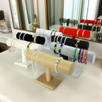 Jewelry Organizer Stand for Women - T-Bar Bracelet, Watch & Hair Tie Storage Display Rack with Travel-Friendly Design (Yellow Linen) - color: Yellow Linen