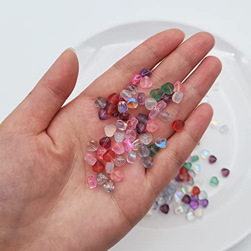 INSPIRELLE 100pcs Heart Crystal Glass Spacer Beads for Jewelry Bracelet Necklace Making, 6mm - color: Mini Hearts