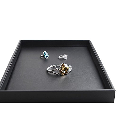 Oirlv Black Leather Jewelry Display Flat Tray Perfume Accessories Trinket Watch/Earring/Ring Storage Organizer - style: P01701