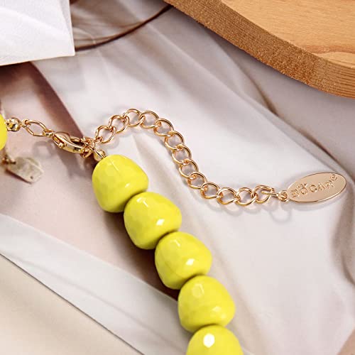 Bocar Necklace for Women, Multi Layer Statement Necklace, Long Chain Chunky Bib Seed Beads Necklace, Necklace Earring Set for Women Gift (NK-10693) - color: Yellow
