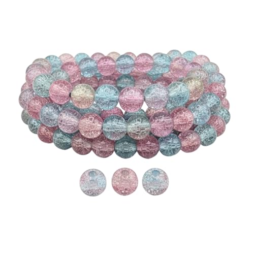 DandS ltd Crackle Lampwork Glass Beads for Jewelry Making, Multicolor, Vibrant DIY Bracelets, Necklaces, Earrings, Beading Supplies & Craft Kits for Handmade Jewelry, 80pcs 0.39 inch (10mm), #J269-10 - color: Multicolor