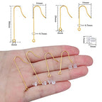 50pcs 2 Sizes Hypoallergenic Long Earwire Hooks Stainless Steel Earring Hooks with Vertical Hanging Loop and 50pcs Earring Safety Backs for DIY Jewelry Making Findings - color: Golden