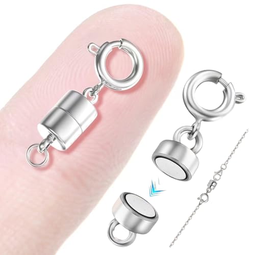 Magnetic Necklace Clasps and Closures 18K Gold and Silver Plated Bracelet Converter Clasp,Suitable for Necklaces Chain Extender - color: 8Pcs Silver