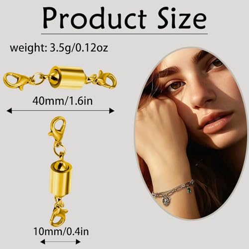 Magnetic Necklace Clasps, Magnetic Jewelry Clasps, 14K Gold and Silver, Necklace Bracelet Extender with Lobster Clasp (4pcs Silver) - color: 4pcs silver