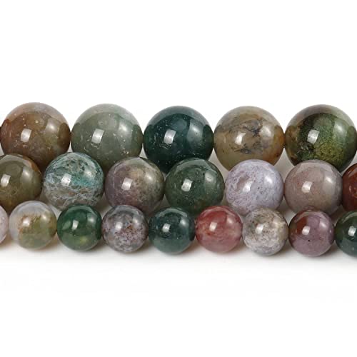 45pcs 8mm Indian Agate Beads Natural Gemstone Beads Round Loose Beads for Jewelry Making - color: Indian Agate, size: 8mm