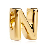 S925 A-Z Bead Charms,Initial Letter Alphabet, 14K Gold Plated, for Bracelet Necklace, Gift for Mothers Nurses Day Graduation Birthday Anniversary, for Girlfriend Family Friend, for Pandora - style: N