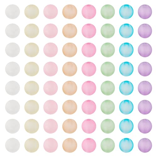 400Pcs 6mm Acrylic Beads Frosted Pony Bead Candy Color Small Pastel Beads Round Kandi Bead Spacers for Crafts DIY Necklace Bracelets Keychain Lanyards Jewelry Making Supplies - color: 8 Colors, Round