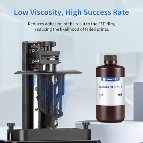 ANYCUBIC 3D Printer Resin, 405nm SLA UV-Curing Resin with High Precision and Quick Curing & Excellent Fluidity for LCD 3D Printing (Black, 1kg) - color: Black, size: 1kg