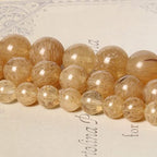 60pcs 6mm Natural Stone Beads Gold Rutilated Quartz Beads Energy Crystal Power Gemstone for Jewelry Making, DIY Bracelet Necklace - color: Gold Rutilated Quartz, size: 6mm