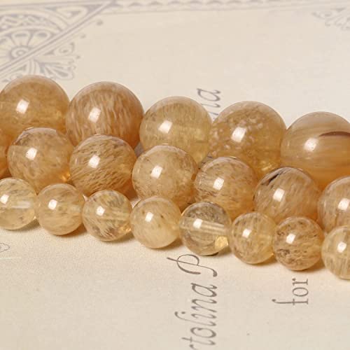 60pcs 6mm Natural Stone Beads Gold Rutilated Quartz Beads Energy Crystal Power Gemstone for Jewelry Making, DIY Bracelet Necklace - color: Gold Rutilated Quartz, size: 6mm