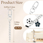 Hzopcw 20pcs Silver Keychain Making Kit, Key Ring Swivel Snap Hook Chains, Alloy Extender Keychain Bag Charm Kits for DIY Crafts Jewelry Making Handbag Purses- C Style - color: Silver-20pcs-C Style