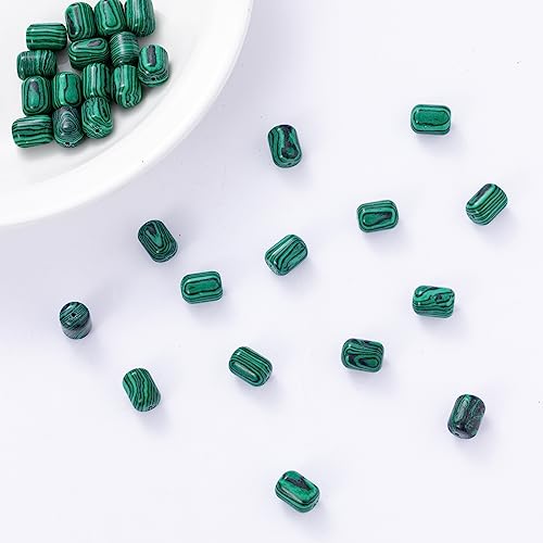 Natural Malachite Cylinder Tube Beads 10x14mm 38cm/str Loose Semi Gemstone Stone Beads for Making Bracelets Necklace - color: Malachite