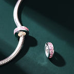 925 Sterling Silver Spacer Charm Bead with Clear CZ for Pandora Charms Bracelets - color: 4pcs Pink