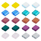 Pandahall 200Pcs Flat Square Glass Beads - 2-Hole Tila Beads in 10 Colors for Bracelet, Necklace & Earring Jewelry Making - color: 10 Color - Square