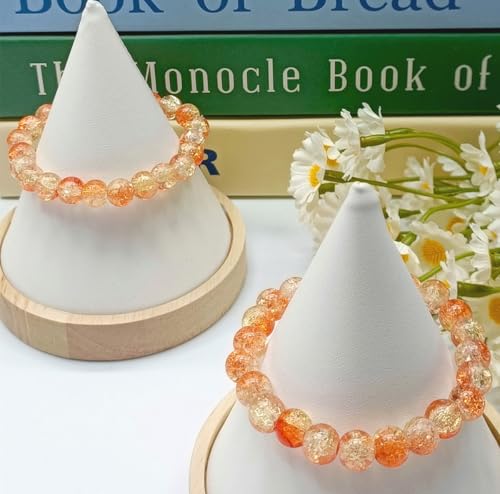 200PCS Glass Beads 8mm Glass Beads for Bracelets Necklaces Jewelry Making DIY Crafts (Orange Red Crackle) - color: Orange Red Crackle