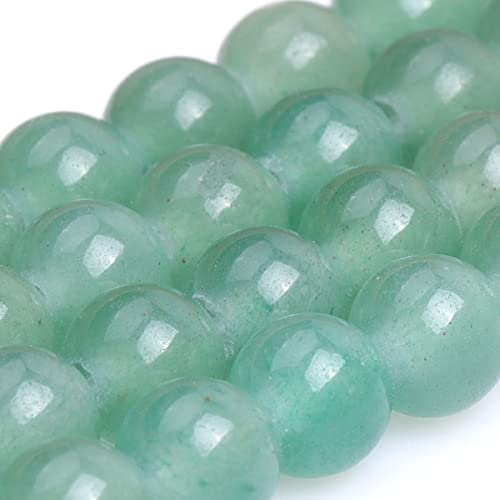 JOE FOREMAN 2MM Big Hole 8mm Green Aventurine Jade Round Natural Gemstone Semi Precious Loose Beads for Jewelry Making 15" Beaded Strand DIY Handmade Craft Supplies - size: 8mm