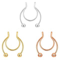 20G Fake Nose Rings Hoop Clip-on Stainless Steel Septum Jewelry Non Piercing Fake Cartilage Earring Lip Rings Faux Nose Ring Piercing Jewelry for Women Men - color: Set H: 3PCS Gold / Silver / Rose Gold
