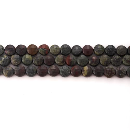 6mm Faceted Natural Dragon Bloodstone Stone Beads Coin Disc Gemstone Spacer Beads for Jewelry Making DIY Bracelet Necklace - color: Dragon Bloodstone