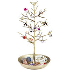 Jewelry Tree Necklace Earring Holder Modern Cute Bird Jewelry Stand for Women Girls Teen Gold - color: Gold
