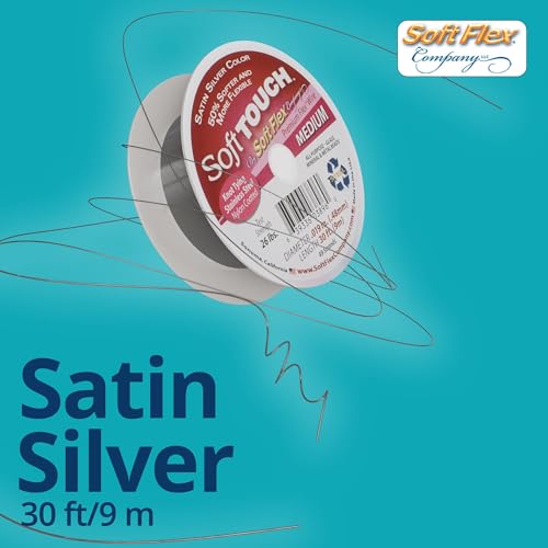 Soft Flex 49 Strand Stringing Wire - Flexible Braided - Medium 0.19 Diameter - Jewelry Making Bead Wire - Satin Silver - style: 30 Feet