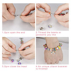 Hysagtek Charm Bracelet Making Kit - 66 Pcs DIY Jewelry Making Kit Bracelet Making Kit Beads Necklace Crafts for Teen Girls with Portable Bracelet Organizer Box, Rainbow - color: Pink