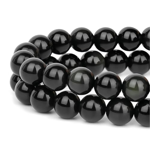 HAAMIIQII 90pcs 4mm Natural Black Obsidian Stone Stone Beads Round Loose Gemstone Beads for Jewelry Making Strand 15 Inch - color: Black Obsidian, size: 4mm 90pcs