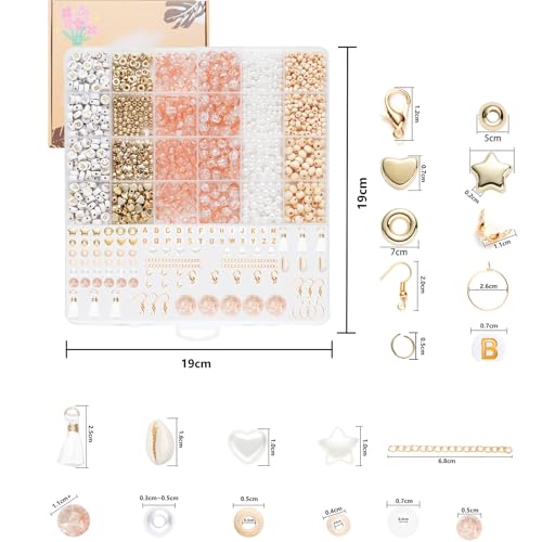 Xylise 6mm/8mm Crackle Glass Beads Bracelet Making Kit Crystal Glass Beads Jewelry Making Kit, Friendship Bracelet kit for DIY Crafts Gifts - color: Two-tone orange
