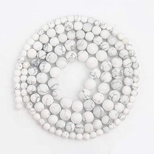 60pcs 6mm Matte Howlite Beads Natural Gemstone Beads Round Loose Beads for Jewelry Making - color: Matte Howlite, size: 6mm