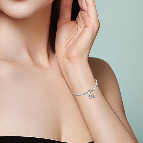 MULA 925 Sterling Silver Charms for Bracelets and Necklaces Lipstick and Bag Dangle Pendants Tower Camera Beads Jewelry Charms for Women - color: Couple Seesaw